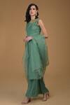 Buy_Talking Threads_Green Silk Organza Round Kurta Set_Online_at_Aza_Fashions