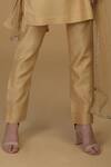 Shop_Talking Threads_Gold Kurta And Pant Chanderi Dupatta Net Round Straight Set_Online_at_Aza_Fashions