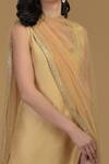 Talking Threads_Gold Kurta And Pant Chanderi Dupatta Net Round Straight Set_at_Aza_Fashions
