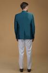 Shop_Talking Threads_Blue Linen Silk Bandhgala_at_Aza_Fashions