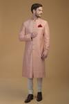 Buy_Talking Threads_Pink Churidar- Cotton , Sherwani- Pure Raw Set _at_Aza_Fashions