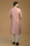 Shop_Talking Threads_Pink Churidar- Cotton , Sherwani- Pure Raw Set _at_Aza_Fashions