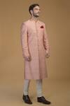 Talking Threads_Pink Churidar- Cotton , Sherwani- Pure Raw Set _Online_at_Aza_Fashions