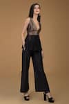 Talking Threads_Black Brocade Peplum Top And Pant Set_Online_at_Aza_Fashions