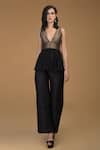 Buy_Talking Threads_Black Brocade Peplum Top And Pant Set_Online_at_Aza_Fashions