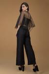 Shop_Talking Threads_Black Silk Brocade Round Cape Top And Pant Set _at_Aza_Fashions