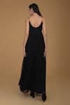Shop_Talking Threads_Black Bemberg Chiffon Round Noodle Strap Gown _at_Aza_Fashions