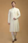 Buy_Talking Threads_Cream Premium Rayon Embroidered Pintuck And Kantha Work Kurta  _at_Aza_Fashions