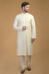 Buy_Talking Threads_Cream Premium Rayon Embroidered Pintuck And Kantha Work Kurta  _Online_at_Aza_Fashions