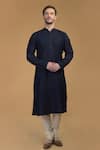 Buy_Talking Threads_Blue Premium Rayon Embroidered Pintuck And Kantha Work Kurta  _Online_at_Aza_Fashions