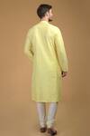 Shop_Talking Threads_Yellow Premium Rayon Kantha, Pintuck And Work Kurta_at_Aza_Fashions