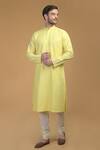 Shop_Talking Threads_Yellow Premium Rayon Kantha, Pintuck And Work Kurta_Online_at_Aza_Fashions