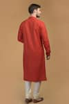 Shop_Talking Threads_Red Premium Rayon Embroidered Pintuck And Kantha Work Kurta  _at_Aza_Fashions