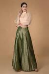 Buy_Talking Threads_Green Silk Brocade Palazzo Set_at_Aza_Fashions
