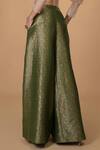 Talking Threads_Green Silk Brocade Palazzo Set_at_Aza_Fashions