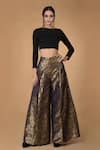 Buy_Talking Threads_Black Silk Brocade Palazzo Set_at_Aza_Fashions