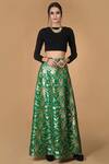 Buy_Talking Threads_Green Silk Brocade Lehenga Set _at_Aza_Fashions