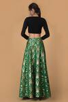 Shop_Talking Threads_Green Silk Brocade Lehenga Set _at_Aza_Fashions