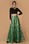 Talking Threads_Green Silk Brocade Lehenga Set _Online_at_Aza_Fashions