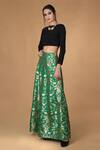 Buy_Talking Threads_Green Silk Brocade Lehenga Set _Online_at_Aza_Fashions