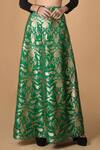 Shop_Talking Threads_Green Silk Brocade Lehenga Set _Online_at_Aza_Fashions