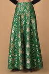 Talking Threads_Green Silk Brocade Lehenga Set _at_Aza_Fashions