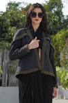 Talking Threads Black Silk Dupion Embroidered Jacket Online at Aza Fashions Talking Threads_Black Silk Dupion Embroidered Jacket _Online_at_Aza_Fashions