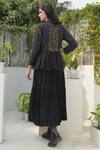 Shop Talking Threads Black Silk Dupion Embroidered Peplum Jacket at Aza Fashions Shop_Talking Threads_Black Silk Dupion Embroidered Peplum Jacket _at_Aza_Fashions
