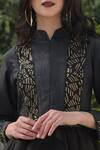 Talking Threads Black Silk Dupion Embroidered Peplum Jacket at Aza Fashions Talking Threads_Black Silk Dupion Embroidered Peplum Jacket _at_Aza_Fashions