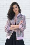 Shop Talking Threads Pink Silk Organza Embroidered Bomber Jacket Online at Aza Fashions Shop_Talking Threads_Pink Silk Organza Embroidered Bomber Jacket _Online_at_Aza_Fashions