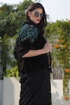 Talking Threads Black Silk Organza Embroidered Bomber Jacket Online at Aza Fashions Talking Threads_Black Silk Organza Embroidered Bomber Jacket _Online_at_Aza_Fashions