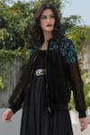 Buy Talking Threads Black Silk Organza Embroidered Bomber Jacket at Aza Fashions Buy_Talking Threads_Black Silk Organza Embroidered Bomber Jacket _at_Aza_Fashions
