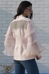 Shop Talking Threads Pink Silk Organza Embroidered Jacket at Aza Fashions Shop_Talking Threads_Pink Silk Organza Embroidered Jacket _at_Aza_Fashions
