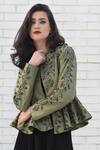 Buy_Talking Threads_Green Silk Dupion Embroidered Peplum Jacket  _Online_at_Aza_Fashions