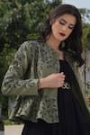 Talking Threads_Green Silk Dupion Embroidered Peplum Jacket  _Online_at_Aza_Fashions