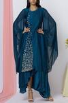 Buy_Ariyana Couture_Blue Tussar Round Neck Draped Tunic For Women_Online_at_Aza_Fashions