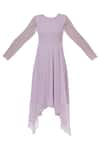 Shop_Aariyana Couture_Purple Georgette Round Neck Asymmetric Dress With Cape _Online_at_Aza_Fashions