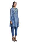 Krishna Mehta_Blue Kurta Chanderi And Pant Viscose Cotton Block Print & Thread Tunic & Set_Online_at_Aza_Fashions