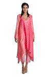Buy_Krishna Mehta_Pink Tunic Chanderi And Pant Viscose Cotton Print & Asymmetric & Set _at_Aza_Fashions