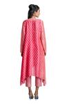 Shop_Krishna Mehta_Pink Tunic Chanderi And Pant Viscose Cotton Print & Asymmetric & Set _at_Aza_Fashions