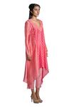 Krishna Mehta_Pink Tunic Chanderi And Pant Viscose Cotton Print & Asymmetric & Set _Online_at_Aza_Fashions