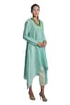 Krishna Mehta Green Tunic Chanderi And Pant Viscose Cotton Print Asymmetric & Set Online at Aza Fashions Krishna Mehta_Green Tunic Chanderi And Pant Viscose Cotton Print Asymmetric & Set _Online_at_Aza_Fashions