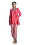 Buy_Krishna Mehta_Pink Tunic Chanderi And Pant Viscose Cotton Print & Short & Set _at_Aza_Fashions