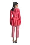 Shop_Krishna Mehta_Pink Tunic Chanderi And Pant Viscose Cotton Print & Short & Set _at_Aza_Fashions