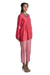 Krishna Mehta_Pink Tunic Chanderi And Pant Viscose Cotton Print & Short & Set _Online_at_Aza_Fashions