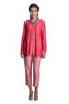 Buy_Krishna Mehta_Pink Tunic Chanderi And Pant Viscose Cotton Print & Short & Set _Online_at_Aza_Fashions