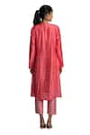 Shop_Krishna Mehta_Fuchsia Kurta Chanderi And Pant Viscose Cotton Print & & Set  _at_Aza_Fashions