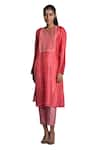 Krishna Mehta_Fuchsia Kurta Chanderi And Pant Viscose Cotton Print & & Set  _Online_at_Aza_Fashions