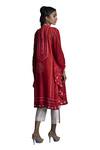 Shop Krishna Mehta Red Kaftan Chanderi And Pant Viscose Cotton Embroidery Tie Dye & Set at Aza Fashions Shop_Krishna Mehta_Red Kaftan Chanderi And Pant Viscose Cotton Embroidery Tie Dye & Set _at_Aza_Fashions