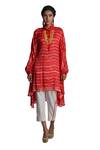 Buy Krishna Mehta Red Kaftan Chanderi And Pant Viscose Cotton Tie Dye Spread Collar & Set at Aza Fashions Buy_Krishna Mehta_Red Kaftan Chanderi And Pant Viscose Cotton Tie Dye Spread Collar & Set_at_Aza_Fashions